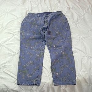 Floral Print Denim Jeans
